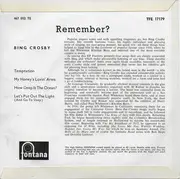 7inch Vinyl Single - Bing Crosby - Remember? - EP, Mono