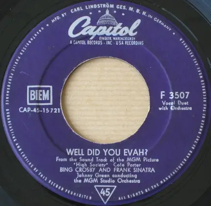 Bing Crosby and Frank Sinatra, Grace Kelly - Well Did You Evah? / True Love