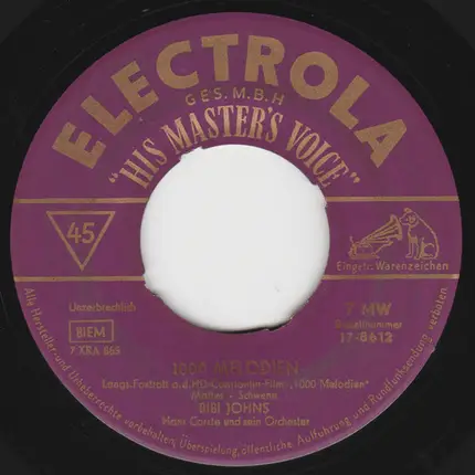 Bibi Johns - 1000 Melodien / Dein Kuß ist wie ein Lied ohne Worte