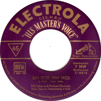 Bibi Johns u. Das Hansen-Quartett - Billy's Banjo Band / Din Skol, Min Skol