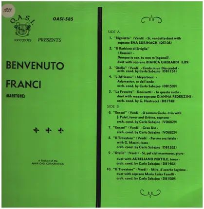 Bienvenuto Franci - Donizetti, Meyerbeer, Verdi a.o. Recital