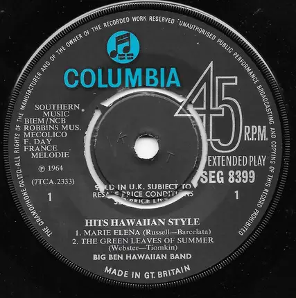 Big Ben Hawaiian Band - Hits Hawaiian Style