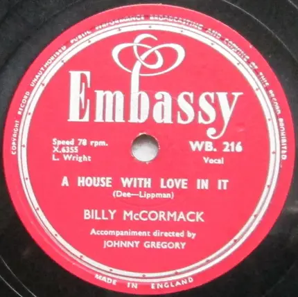 Bill McCormack - Just Walkin' In The Rain / A House With Love In It