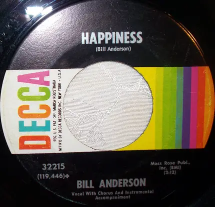 Bill Anderson - Stranger On The Run / Happiness