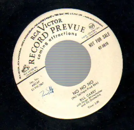 Bill Carey, Hugo Winterhalter - The Chuck Wagon Song / No No No