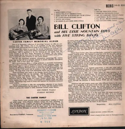 Bill Clifton And His Dixie Mountain Boys - Carter Family Memorial Album