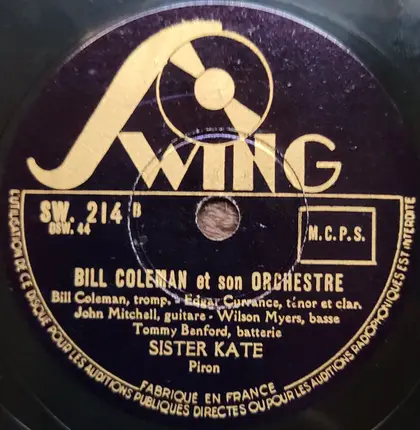 Bill Coleman & His Orchestra - Way Down In New Orleans / Sister Kate