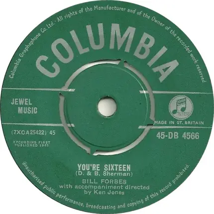 Bill Forbes - You're Sixteen