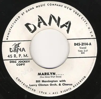 Bill Harrington With Larry Clinton And His Orchestra - Marilyn... / Angelique.....