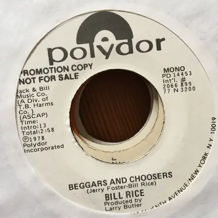 Bill Rice - Beggars And Chooses