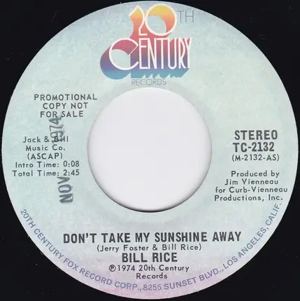 Bill Rice - Don't Take my Sunshine Away