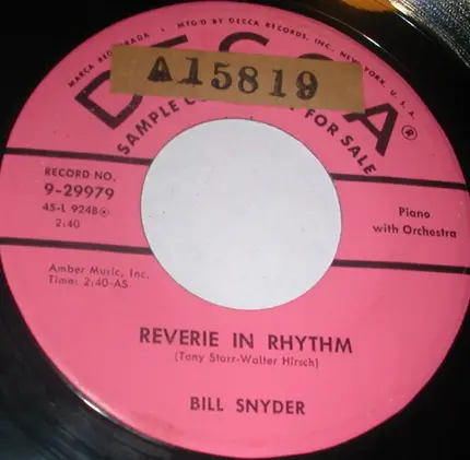 Bill Snyder - March Hare / Reverie In Rhythm