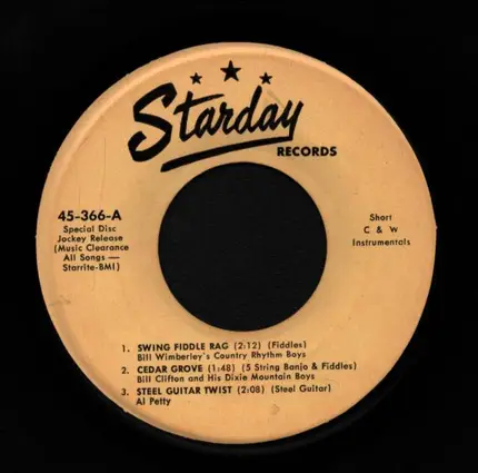 Bill Wimberley's Country Rhythm Boys, Al Petty - Special Disc Jockey Release: Short C&W Instrumentals