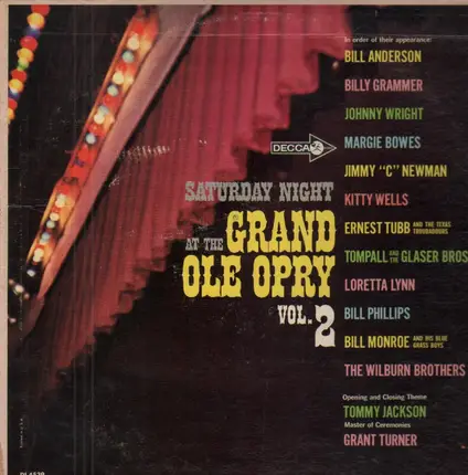 Bill Anderson, Billy Grammer a.o. - Saturday Night At The Grand Ole Opry Volume 2
