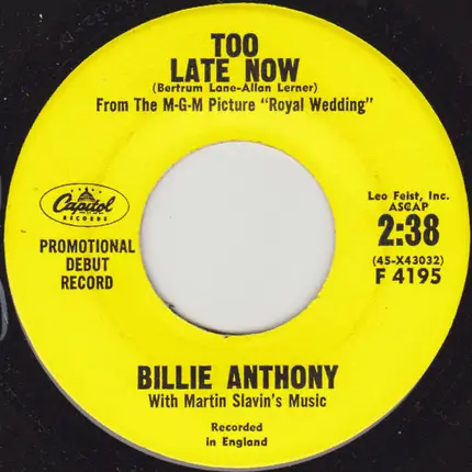 Billie Anthony - Yes, We Have No Bananas / Too Late Now