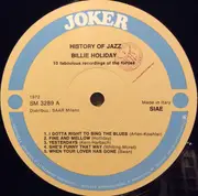 LP - Billie Holiday - 10 Fabulous Recordings Of The Forties