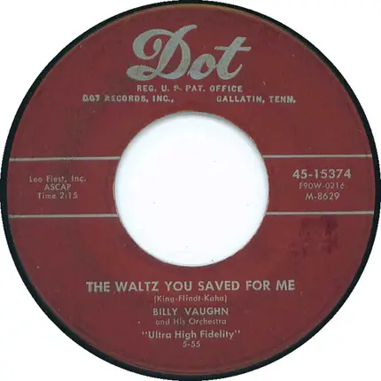 Billy Vaughn And His Orchestra - The Waltz You Saved For Me / Billy Vaughn's Boogie (Boing Boing)