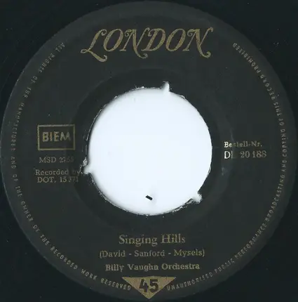 Billy Vaughn And His Orchestra - La Paloma / Singing Hills