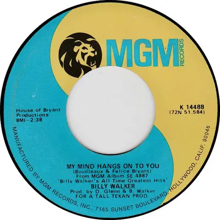 Billy Walker - My Mind Hangs On To You / Charlie's Shoes