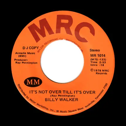 Billy Walker - It's Not Over Till It's Over