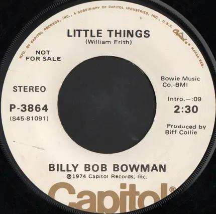 Billy Bob Bowman - Thirty Four Cents Till Thursday