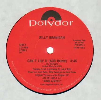 Billy Branigan - Can't Luv U (AOR Remix)