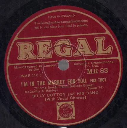 Billy Cotton And His Band - A Night Of Happiness / I'm In The Market For You