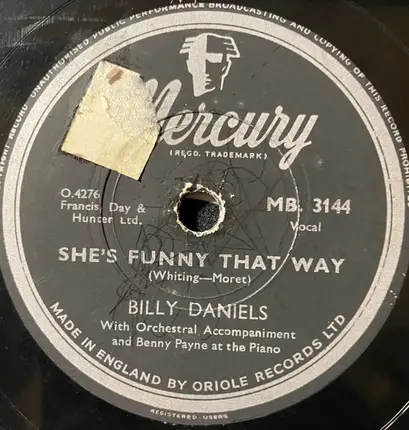 Billy Daniels - Bye Bye Blackbird / She's Funny That Way