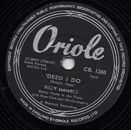 Billy Daniels - You Can't Kiss A Dream Goodnight / 'Deed I Do