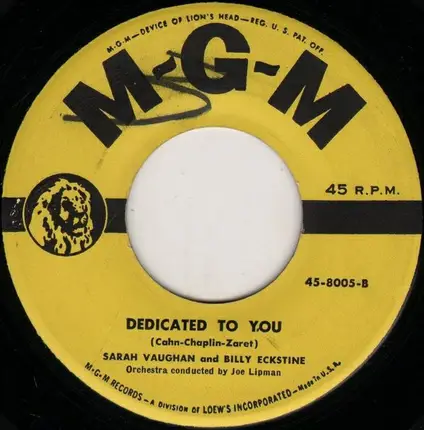 Billy Eckstine And Sarah Vaughan - You're All I Need / Dedicated To You