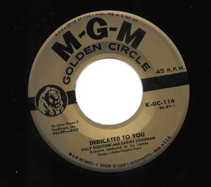 Billy Eckstine And Sarah Vaughan - You're All I Need / Dedicated To You