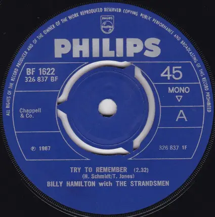 Billy Hamilton With The Strandsmen - Try To Remember
