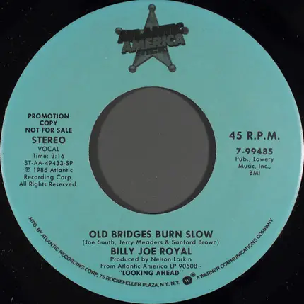 Billy Joe Royal - Old Bridges Burn Slow