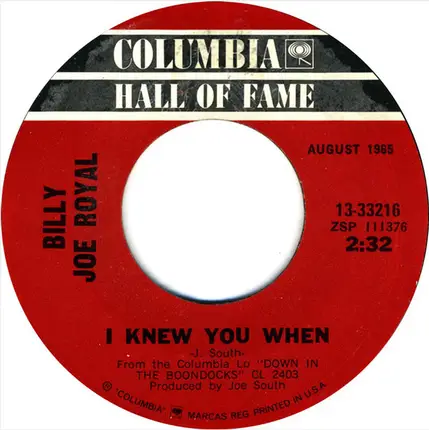 Billy Joe Royal - Steal Away / I Knew You When