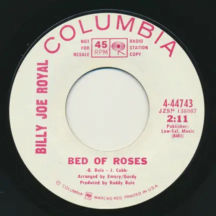 Billy Joe Royal - The Greatest Love / Bed Of Rose