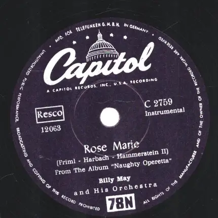 Billy May And His Orchestra - Rose Marie / Bill And Sam