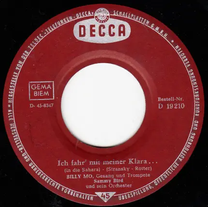 Billy Mo - Am Sonntag Will Der Billy Mit Mir Segeln Geh'n