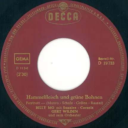 Billy Mo - Hammelfleisch Und Grüne Bohnen / Keine Angst Vor Großen Bieren
