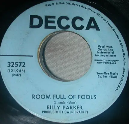 Billy Parker - Only A Woman Like You / Room Full Of Fools