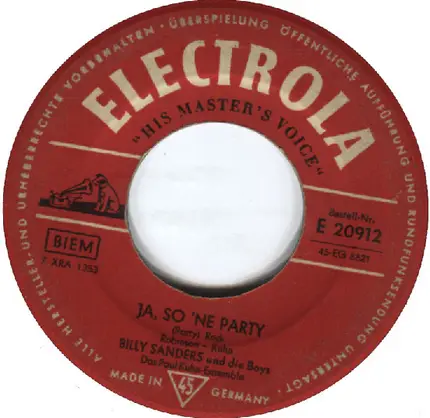 Billy Sanders - Di-Di-Dinah / Ja, So 'Ne Party