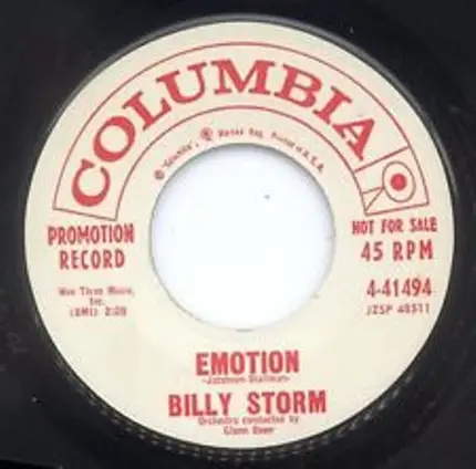 Billy Storm - I Can't Stop Crying For You / Emotion