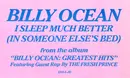 12'' - Billy Ocean - I Sleep Much Better (In Someone Else's Bed)