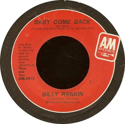 Billy Rankin - Baby Come Back