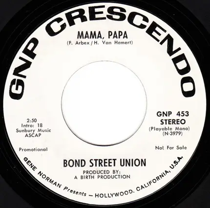 Bond Street Union - Mama Papa / Noah