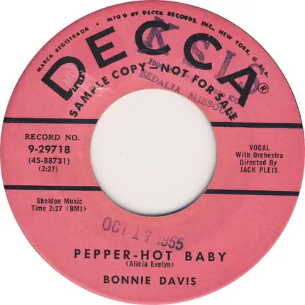 Bonnie Davis - Pepper-Hot Baby / For Always, Darling