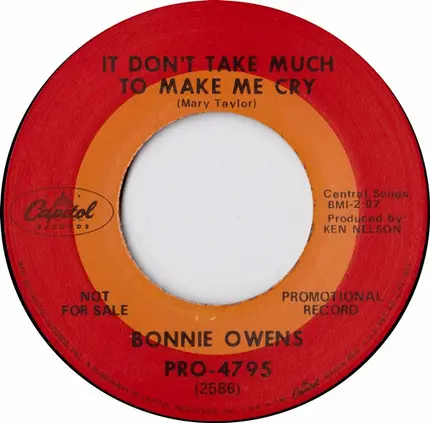 Bonnie Owens - My Hi-Fi To Cry By / It Don't Take Much To Make Me Cry