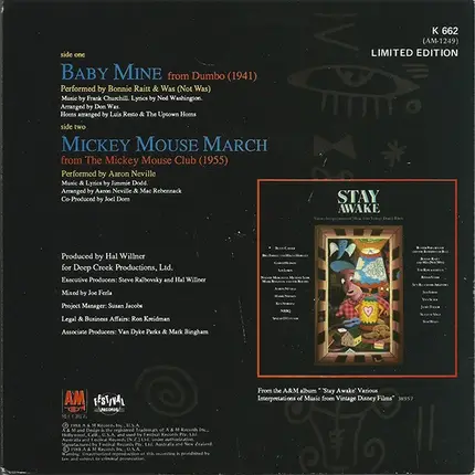 Bonnie Raitt & Was (Not Was) / Aaron Neville - Baby Mine (From Dumbo - 1941) / Mickey Mouse March (From The Mickey Mouse Club -1955)