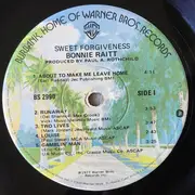 LP - Bonnie Raitt - Sweet Forgiveness - Jacksonville Pressing