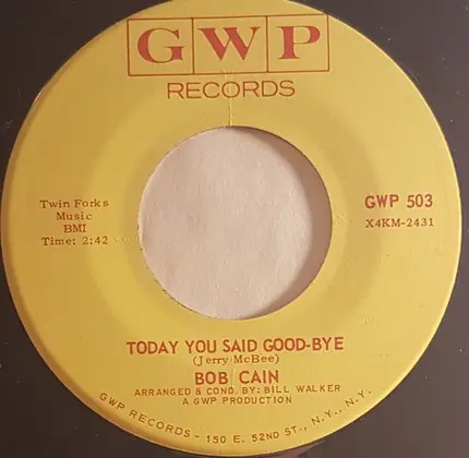 Bob Cain - Butterbeans / Today You Said Good-Bye