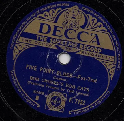 Bob Crosby And The Bob Cats - The Big Crash From China / Five Point Blues